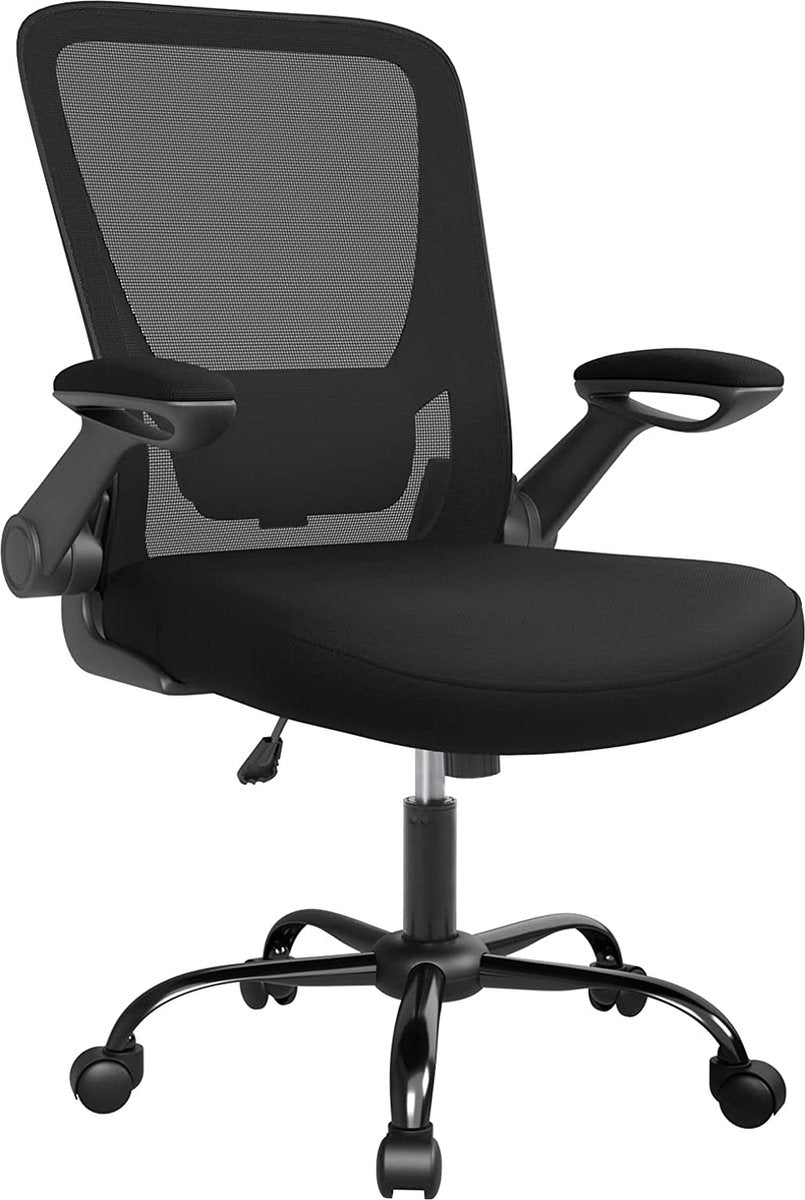 Ergonomic Office Chair - Fully Adjustable - Foldable Armrest - Black