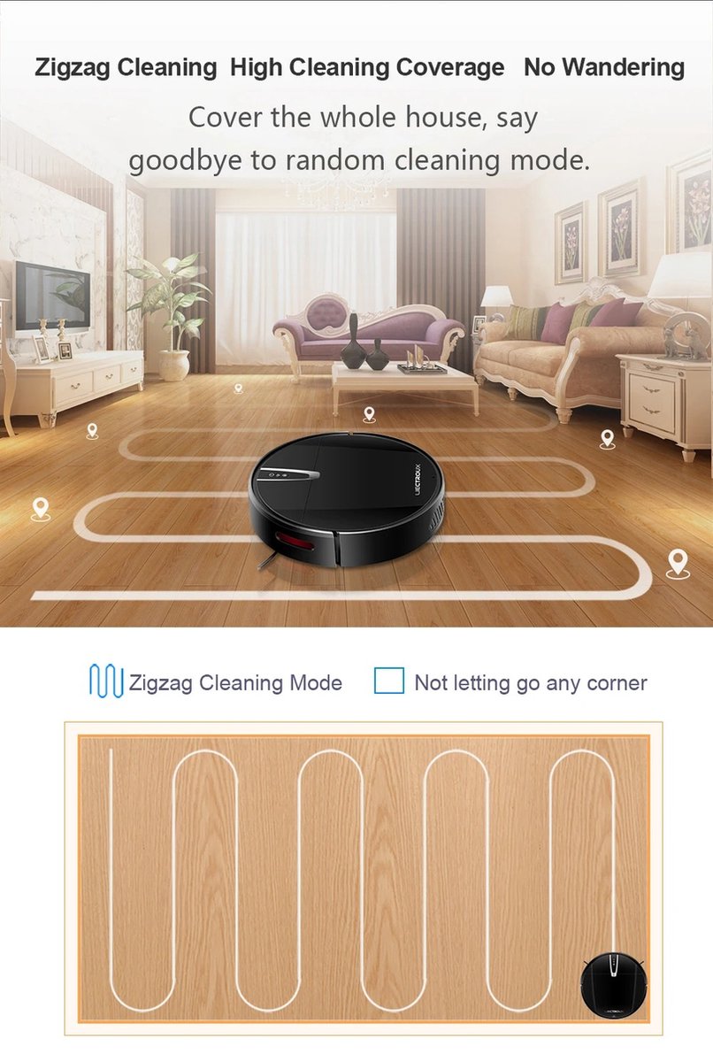 V3S PRO Robot Vacuum Cleaner - Smart Mapping - New Powerful Model - Dry and Wet Mopping Combo - WiFi App - Brushless Motor - Works with Alexa and Google Assistant - Ideal for Pet Hair - Carpet - Hard Floor