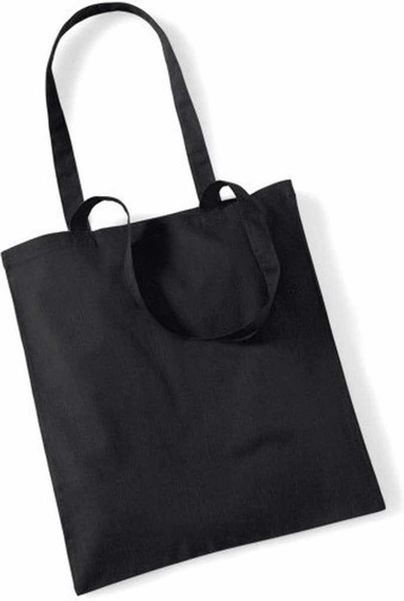 20x Katoenen schoudertasjes zwart 42 x 38 cm - 10 liter - Shopper/boodschappentas - Tote bag - Draagtas