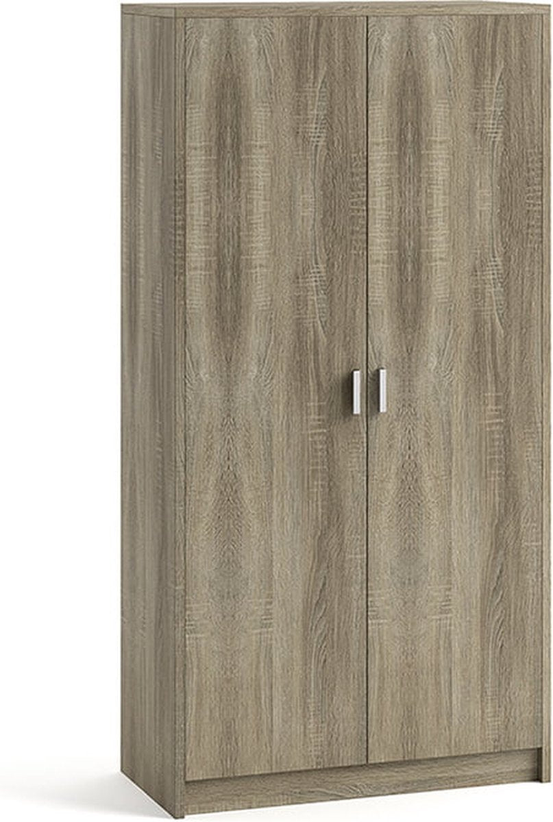 Tall closed cabinet Edwin Sonoma - Width 75 cm - Height 148 cm - Depth 36 cm - With shelves - With hinged doors