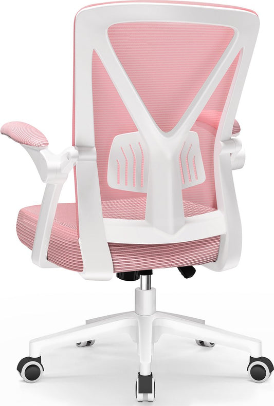 Ergonomische Bureaustoel - Bureaustoel - Bureaustoelen voor Volwassenen - 150 kg - Roze wit