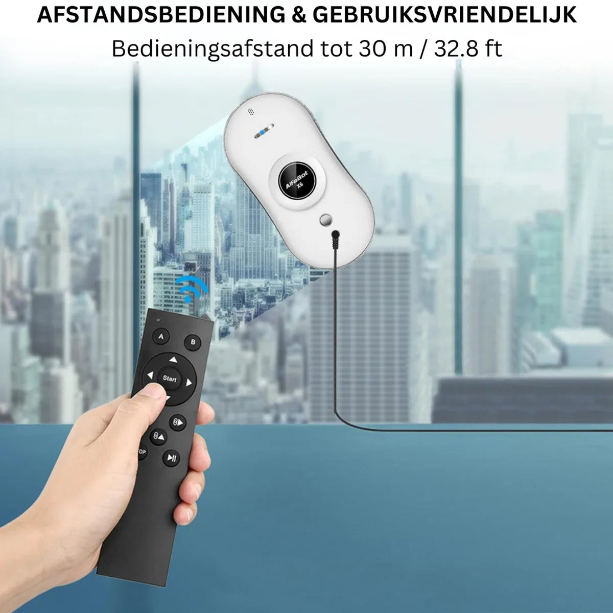 Robot Ramenwasser - Krachtig en Sterk Zuigvermogen - Ramenreiniger - Voor Ramen - Op Afstand Bedienbaar - Voor Verschillende Oppervlakken - Met Anti-Valbeveiliging
