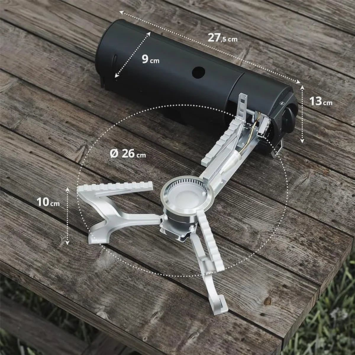 Camping Kooktoestel - Wit - Compatibel met Gaspatronen 227g, Camping Gas Cooker opvouwbaar met Foedraal, Opvouwbaar Campingfornuis, met piëzo ontsteking voor binnen/buiten, Camping Gasbrander. Onmisbaar bij Noodpakket, Backpack, Visspullen.