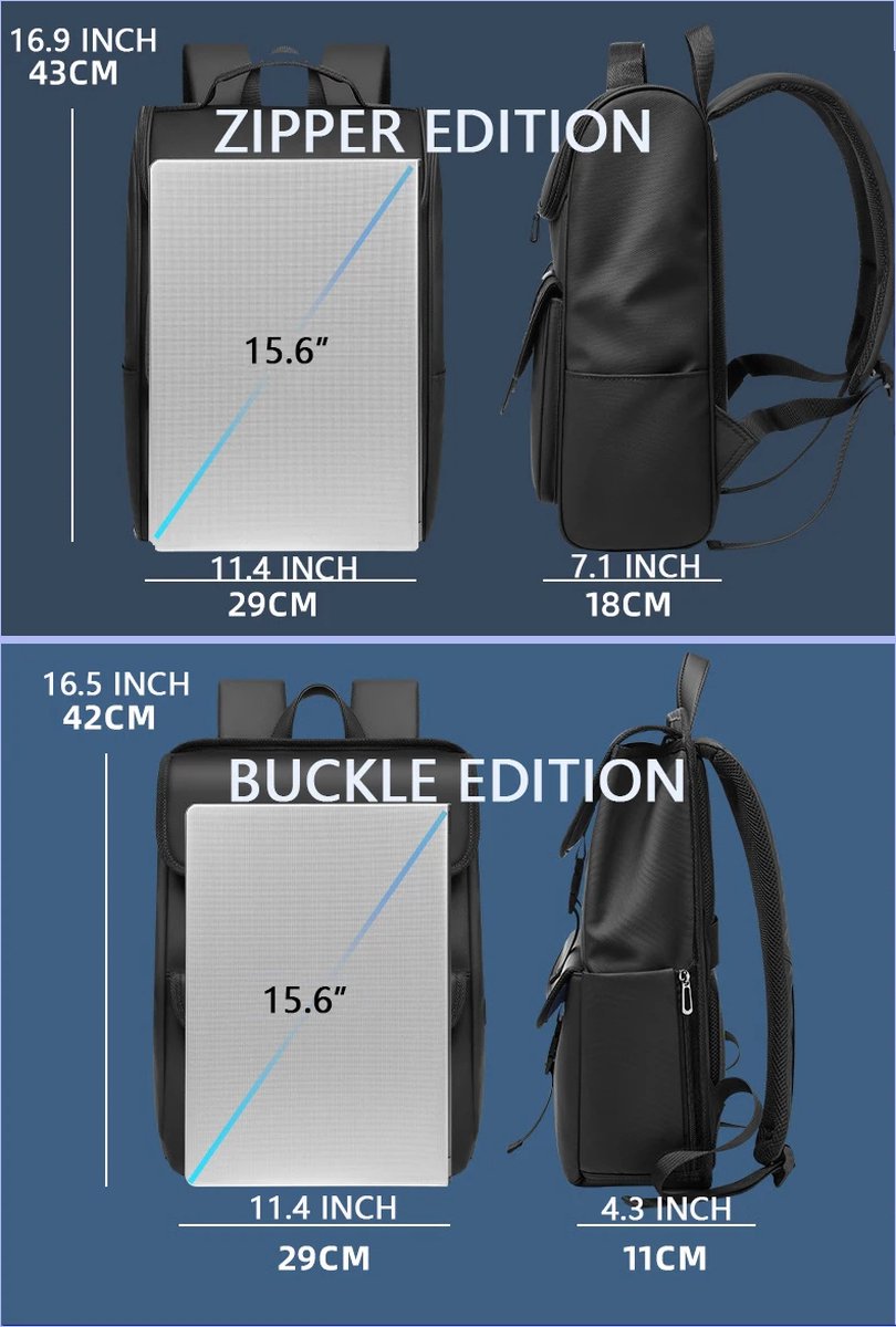Uniseks Comfortabele Rugzak Luxe Stijl Voor School Kantoor Reizen Rugzak Geschikt Voor 15.6 Inch Laptop Reistas Zwart