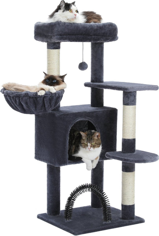 Nique Luxe Krabpaal - Kattenboom met hangmat - 5 ligplekken - 106cm hoog - Donkergrijs