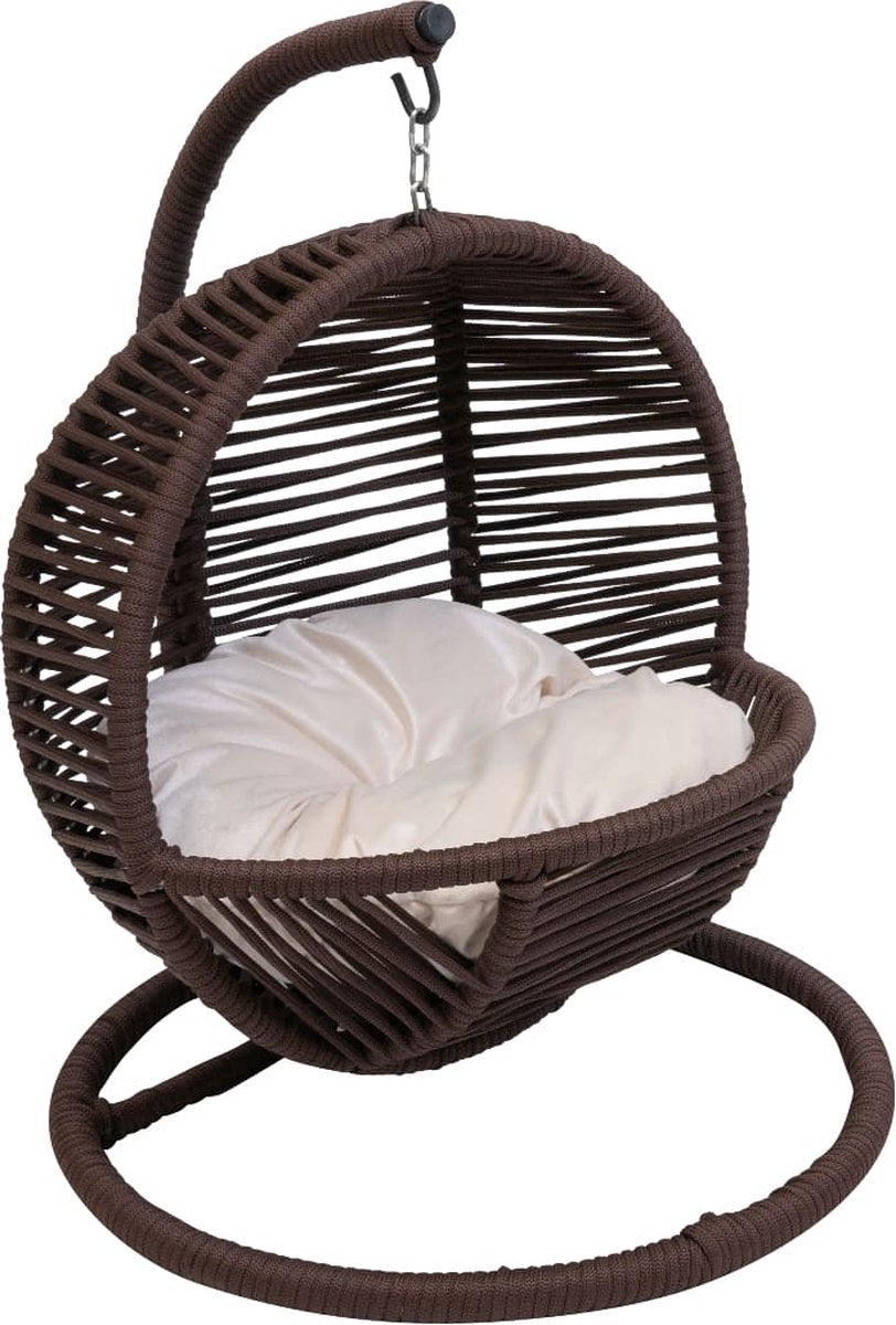 Bella Home Simba - Mini hangstoel - Kat - Hond - Bruin - Crèmekleurig kussen