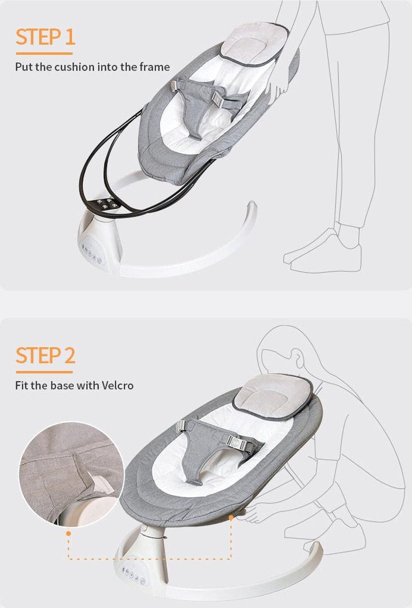 Luxe schommelstoel - Elektrische babywipstoel - Babystoel - Babyswing - Lichtgewicht - Bluetooth