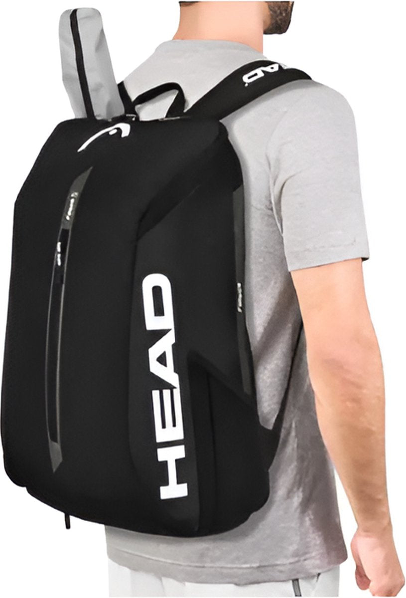 E-Shop4u - Tennistas - Tour Serie 1-2 Rugzak - Tennisschoen & Racket Vak - Tennis Racket Tas - Toernooi Sportrugzak - 25L - Zwart - Squash-Tennis-Badminton-Pickleball-Padel
