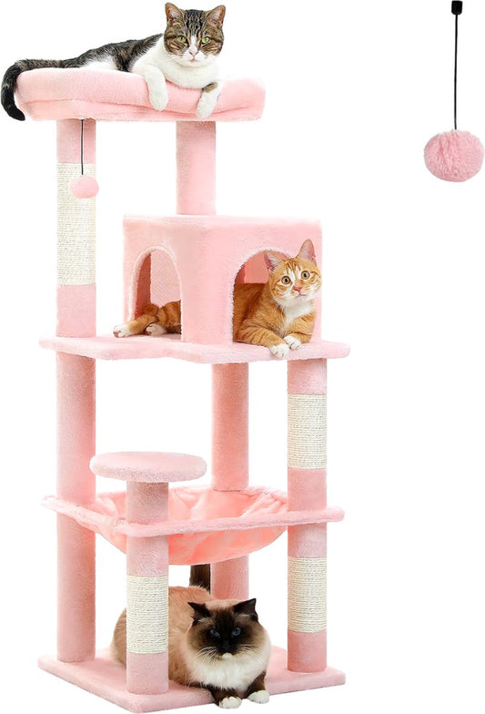 Luxe Kattenboom - Krabpaal voor Katten - Kattenhuis - Kattenmeubel - Kattentoren - Roze - 41x45x116cm