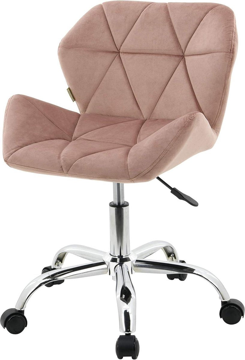 Modern Quilted Pink Velvet Eris Swivel Fabric Home Office Desk Computer Chair - Height Adjustable