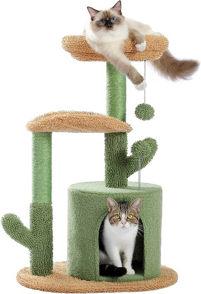 Kattenboom / krabpaal - kattenmeubel \ krabpaal met ligplaatsen, activiteiten, stabiel en stevig, krabpaal met hangmat en mooi kattenhuis,