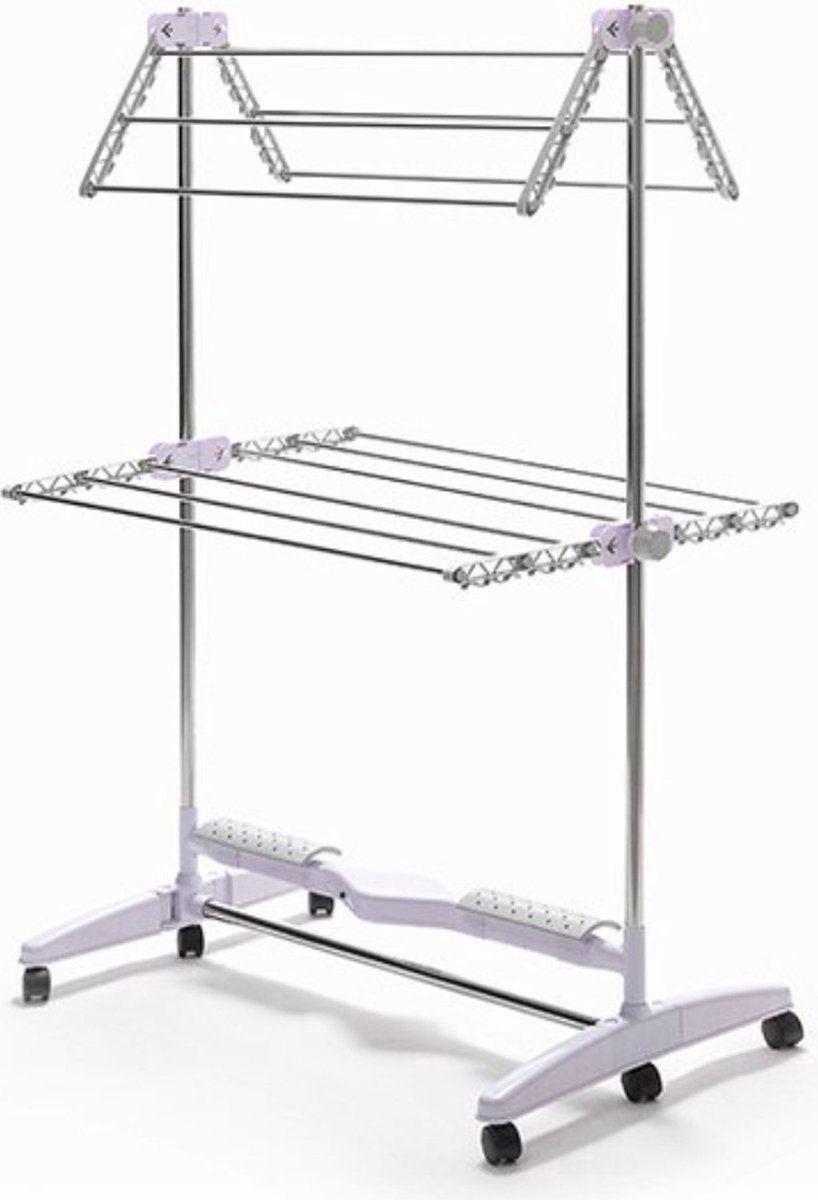 Electric Drying Rack with Heating - Heated Clothes Rack Energy Efficient - Foldable Drying Tower with Wheels - Laundry Tower