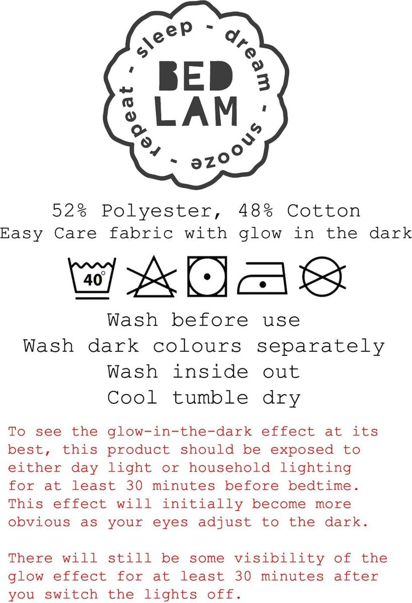 Bedlam Supersonic Glow in the Dark Dekbedovertrekset, 52% polyester, 48% katoen, blauw, dekbedovertrekset: eenpersoons