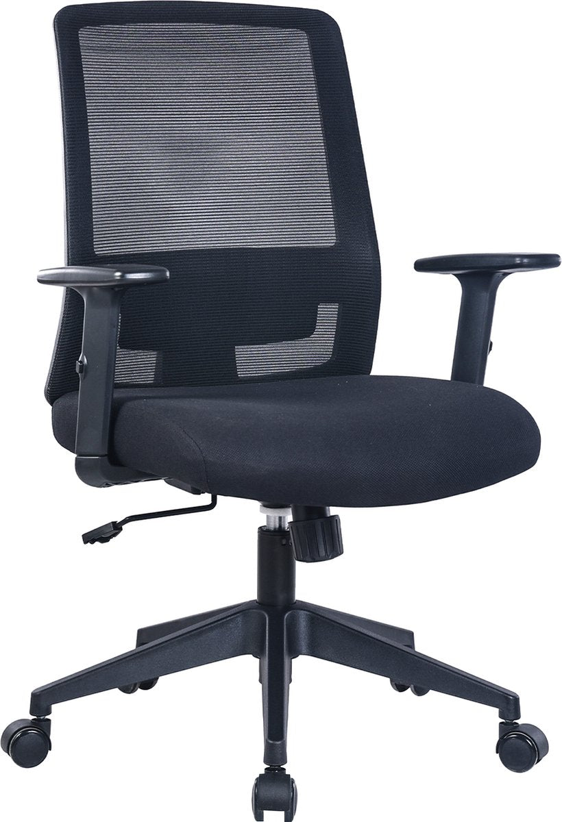 Office chair - Office chair with wheels - With mesh and soft seat - For home office and at the desk - Black swivel chair