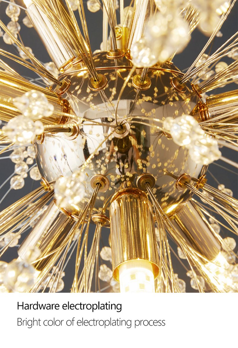Crystal Ceiling Light | Chandelier | 6 Light Points | Gold | Crystal Plafoniere | 60 cm | Modern lamp