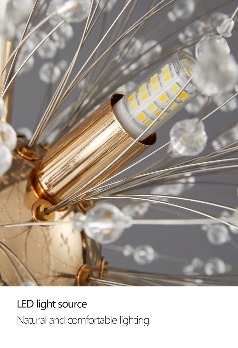 Crystal Ceiling Light | Chandelier | 6 Light Points | Gold | Crystal Plafoniere | 60 cm | Modern lamp