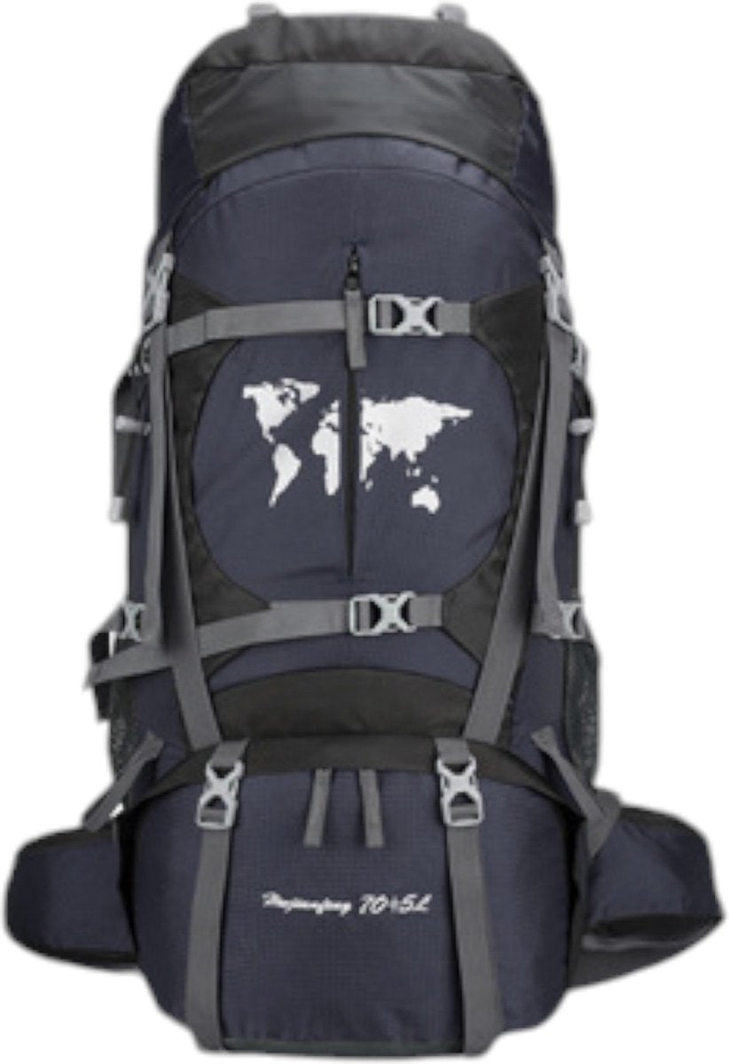 Backpack - Zwart - 79 x 33 x 23 cm - Rugzakorganizer - Met waterzak - Rugzak 75 liter - Rugzak heren - Rugzak dames - Backpack heren - Backpack dames