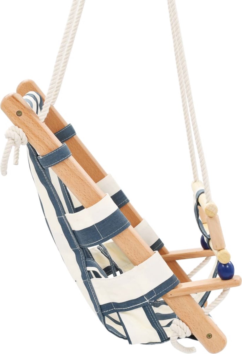 Baby Swing with Harness Wood Blue - Outdoor Baby Swing - Garden Baby Swing - Toddler Swing - Children's Swing - Swing Seat
