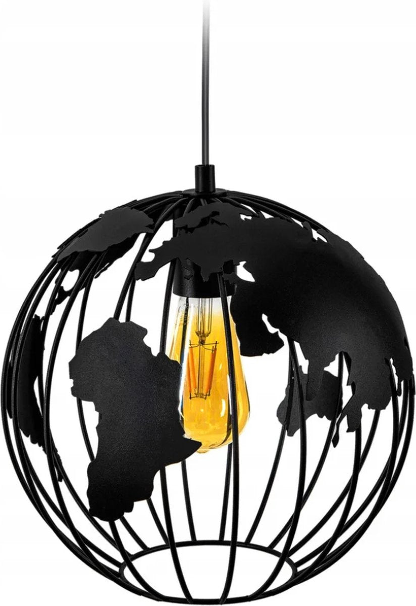 Hanglamp - Plafondlamp Industrieel Wereldbol Eetkamer Slaapkamer Bol Zwart