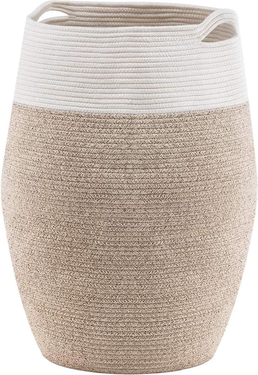 Wasmand Grote geweven katoenen touw mand voor wasgoed - Wasmand voor wasserette of slaapkamer - Hoogte 256 cm - Bruin. Waszak