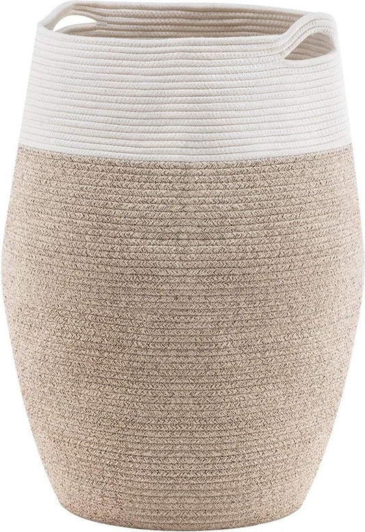Wasmand Grote geweven katoenen touw mand voor wasgoed - Wasmand voor wasserette of slaapkamer - Hoogte 256 cm - Bruin. Waszak