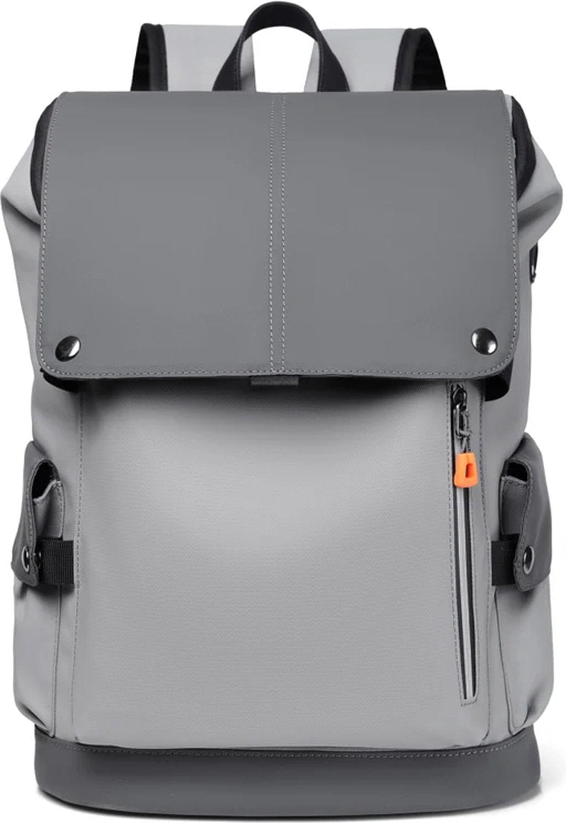 EliteNest® Rugzak - Hoogwaardige Kwaliteit PU-Leder - Waterdicht - Laptop Rugzak - 14 inch - USB Opladen - Ergonomisch en Krasbestendig - 20-35 L- Lichtgrijs