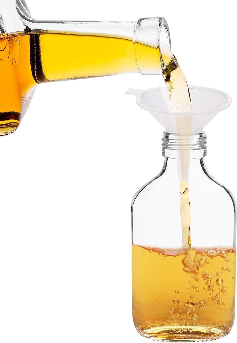 Mini 100ml Glazen Flesjes - 20 Stuks, Zilveren Dopjes & Trechter - Lege Mini Flesjes Voor Bruiloften & Feestjes - Alcohol Shots & Drankjes
