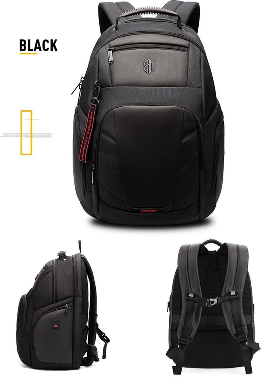 Arctic Hunter Rugzak - Laptoptas - Motorrugzak - Waterafstotend - Zwart - Lichtgewicht
