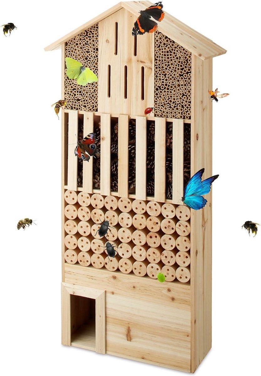 Egelhuis XXL insectenhotel nestkast bijen vlinders hout ca. 118x57x24 cm naturel Egelhuis