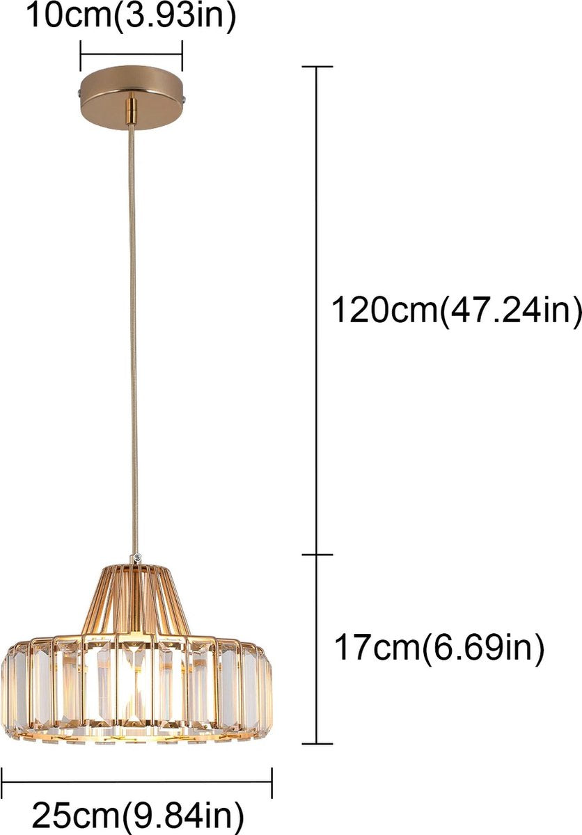 RM Store® - Luxe Kristallen Hanglamp - Eettafellamp - Hangende Plafondlamp - Woonkamerlamp - Scandinavische Moderne Lamp - Goud
