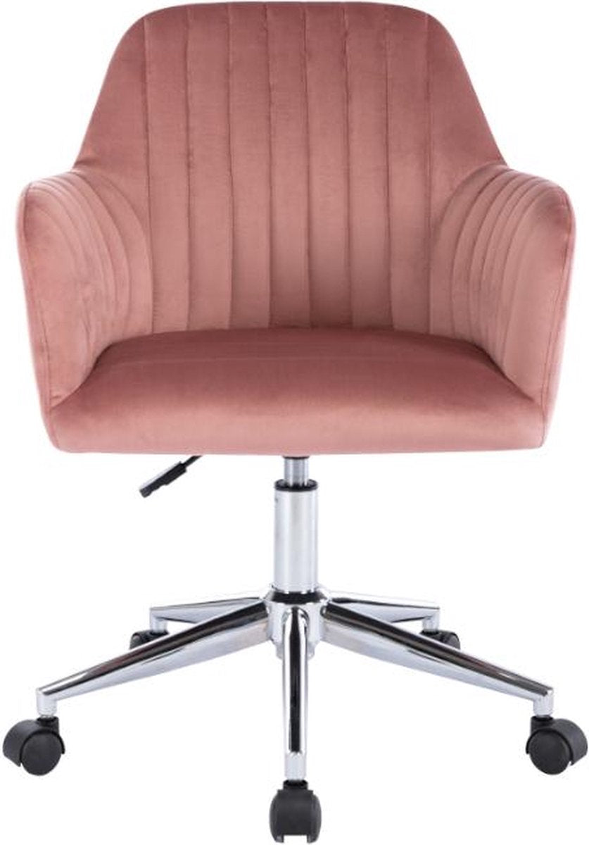 Bureaustoel - Fluweel - Roze - In hoogte verstelbaar - ELEANA L 59 cm x H 89 cm x D 61.5 cm