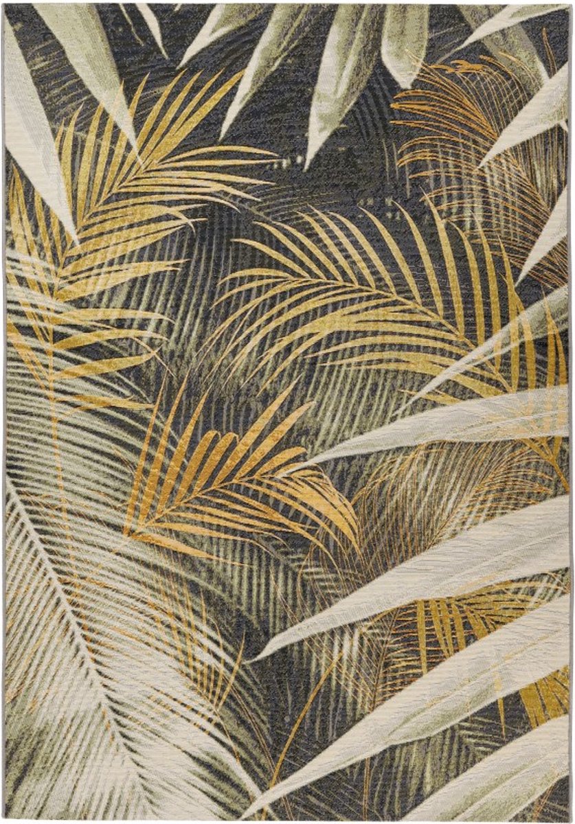 Lalee Summer - Vloerkleed - Out- indoor - Buitengebruik - Flatweave - Tuin - Blad - Strandtapijt - Rotsen - 120x170 cm - Groen beige