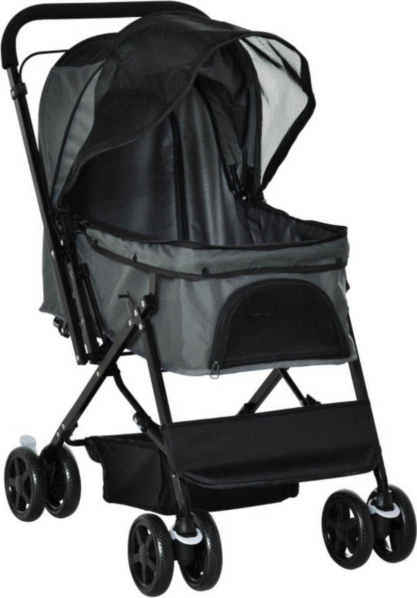 Zenzee - Dog Stroller - Foldable - Parking Brake - Storage Space - Grey