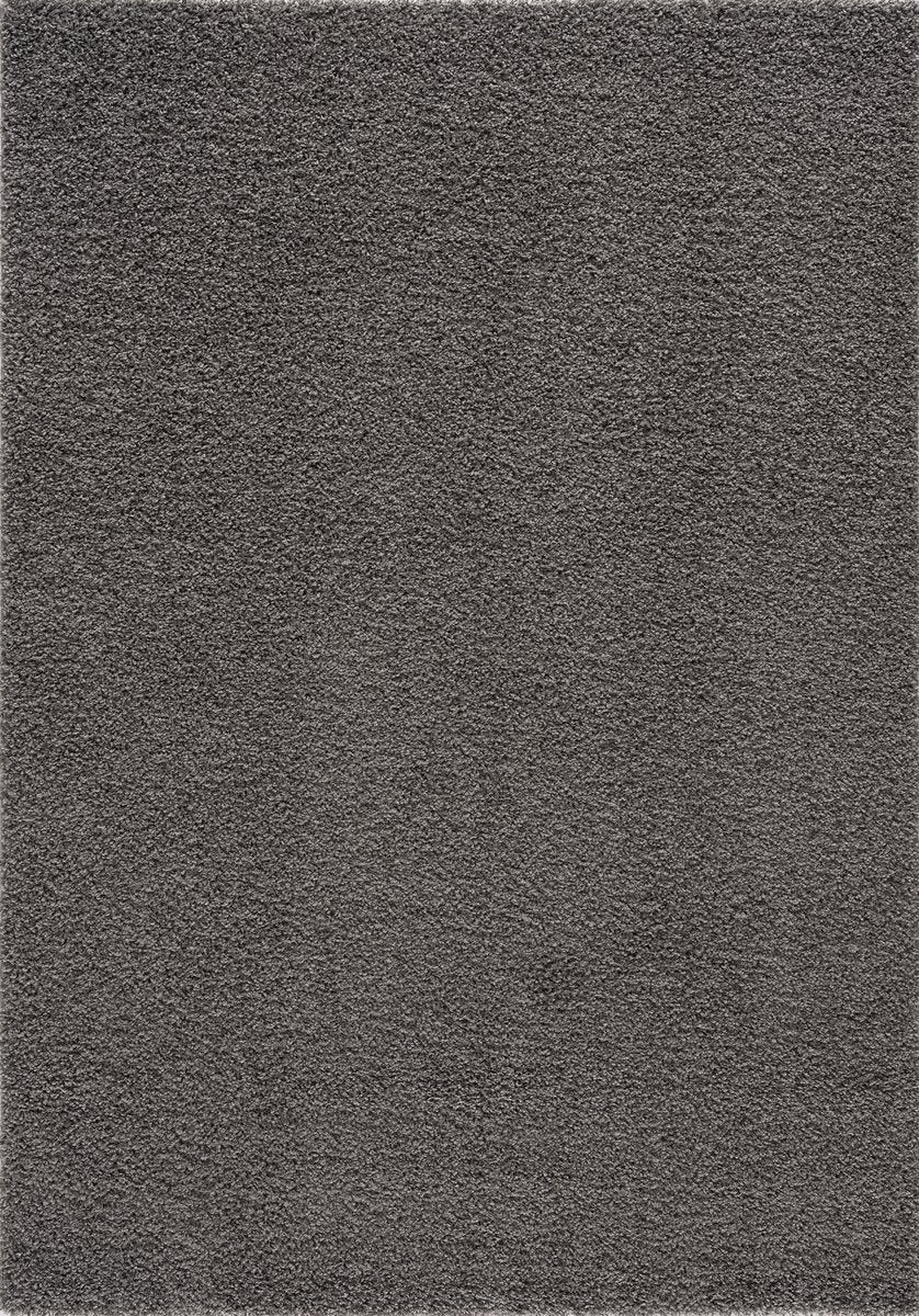 Vloerkleed Grijs Effen Hoogpolig Tapijt Loca - 160x230cm