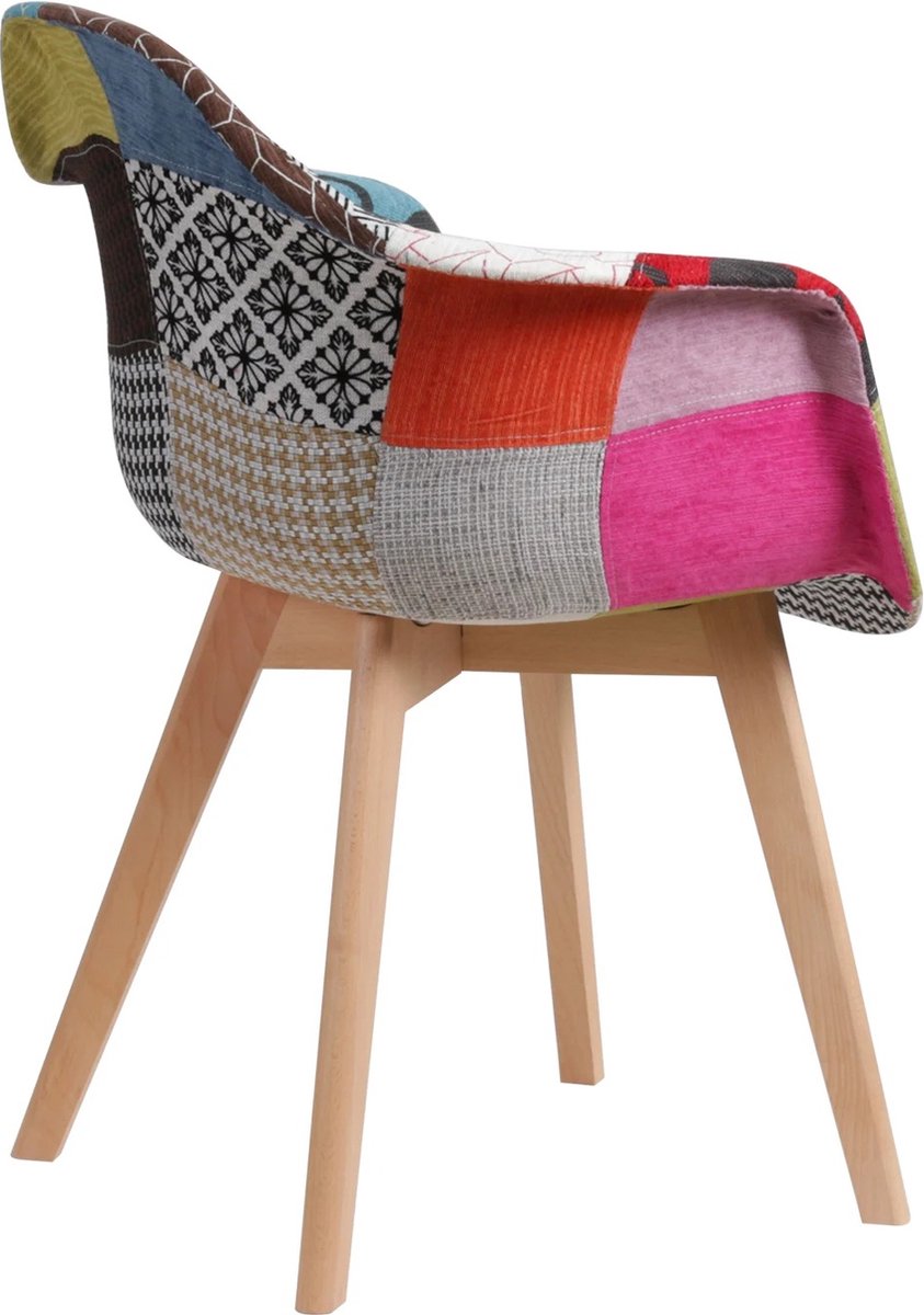 ByLoesje® Set Van 2 Nordic Eetkamerstoelen - Modern - Multicolor - Patchwork - Hout