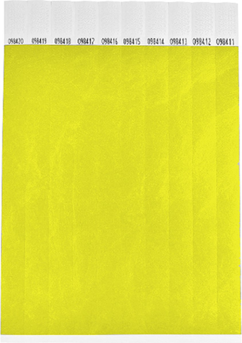 1000 stuks Polsbandjes Tyvek - 19 mm - festival bandjes - corona polsbandje - neon geel