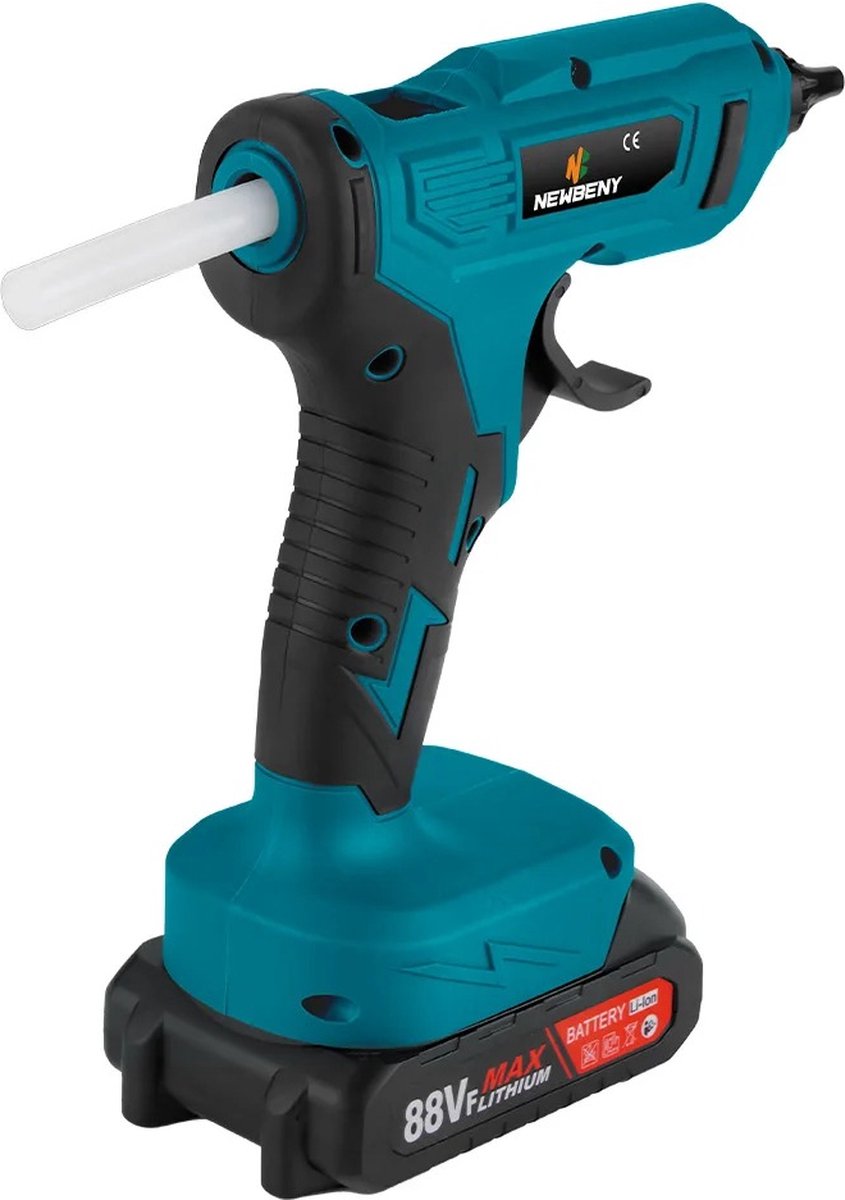 Cordless Hot Glue Gun - Cordless - Includes 2 Batteries - Free 10 Glue Sticks - Suitable for Makita B series 18V Tool Batteries - 100 WATT - Heats Up To 280 Degrees - 11mm Diameter - Blue