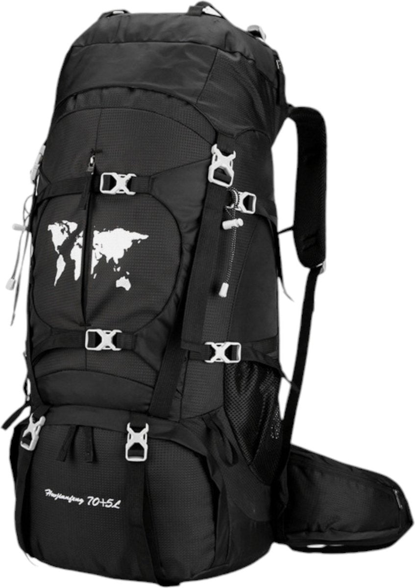 Backpack - Zwart - 79 x 33 x 23 cm - Rugzakorganizer - Met waterzak - Rugzak 75 liter - Rugzak heren - Rugzak dames - Backpack heren - Backpack dames