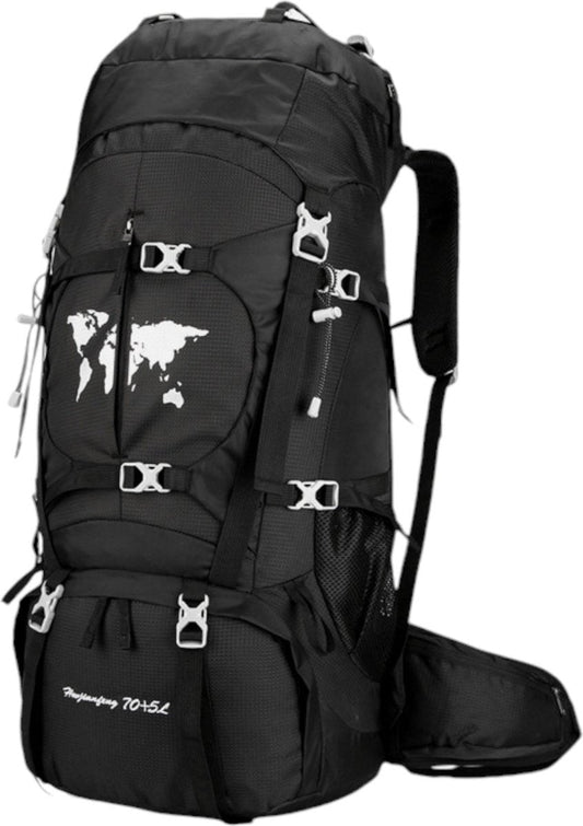 Backpack - Zwart - 79 x 33 x 23 cm - Rugzakorganizer - Met waterzak - Rugzak 75 liter - Rugzak heren - Rugzak dames - Backpack heren - Backpack dames