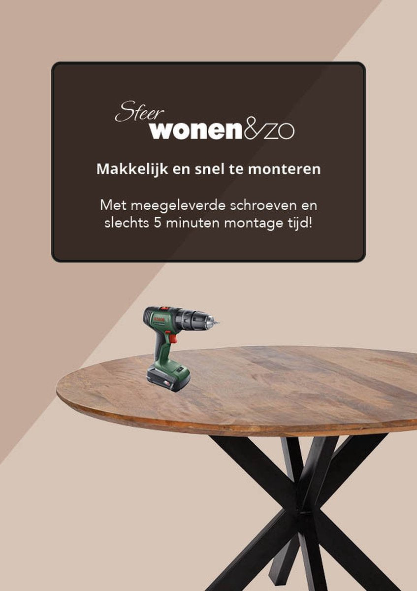 Ronde tafel spinpoot - 130 cm mangohout