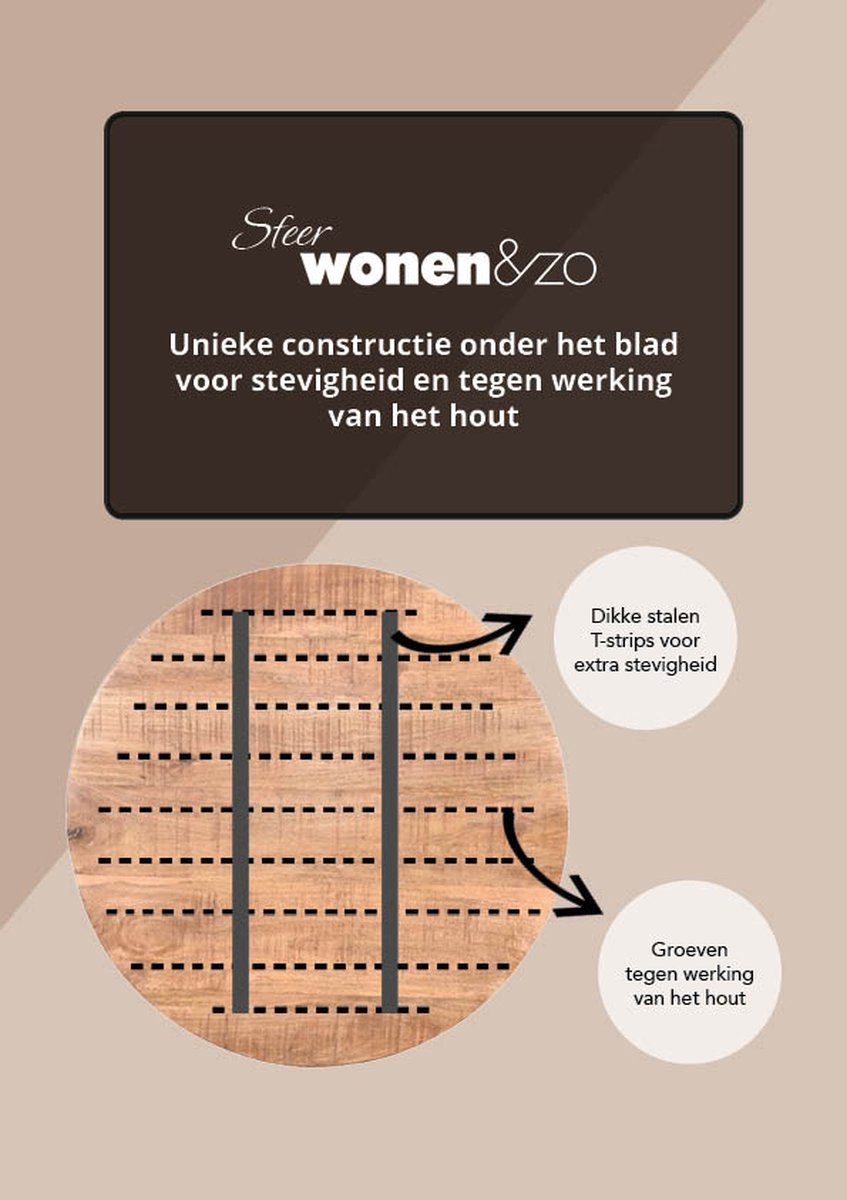 Ronde tafel spinpoot - 130 cm mangohout