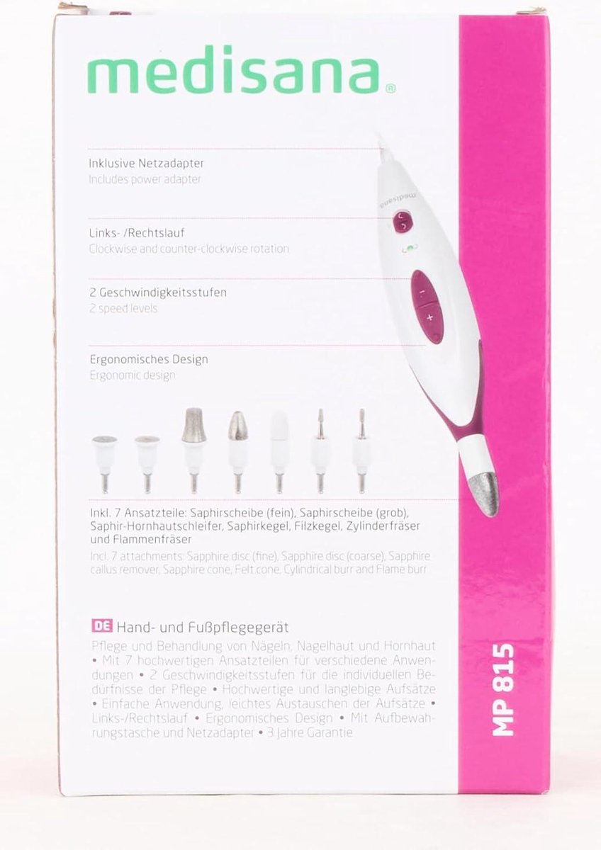 Manicureset Elektrische Manicure en Pedicure Set met 7 Nagelverzorgingshulpstukken - 2 Snelheidsinstellingen voor Nagels, Nagelriemen en Eelt