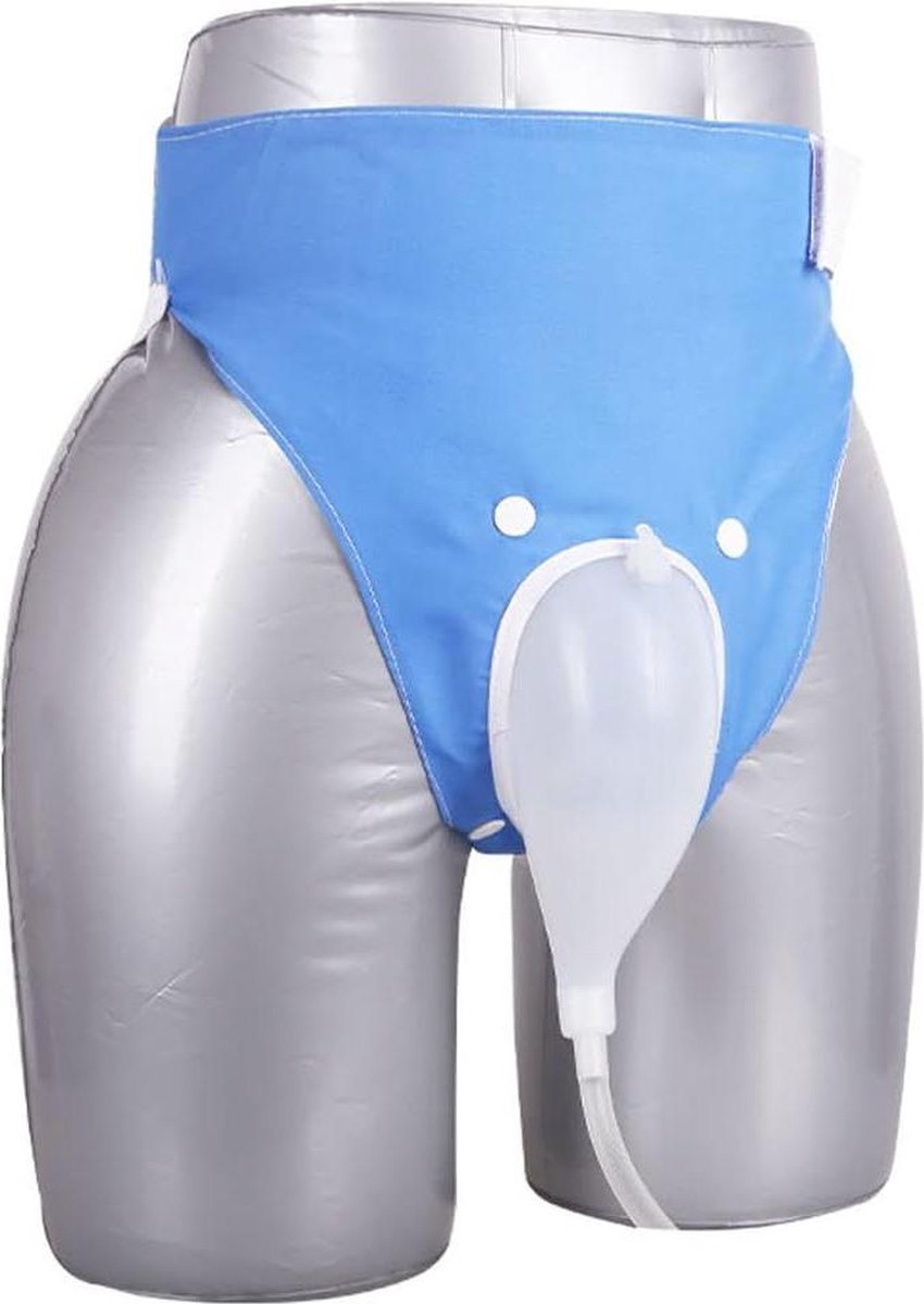 Reusable Wearable Silicone Urinal with Condom Catheter for Men - 2 Urine Catheter Bags - Blue