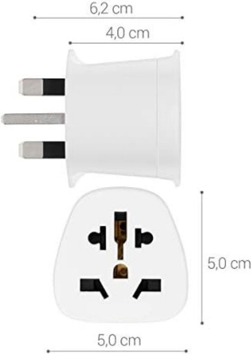 Travel Plug Type G - Travel Plug UK - World Travel Adapter Type G - White 2 Pieces