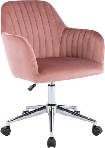 Vente-unique Bureaustoel - Fluweel - Roze - In hoogte verstelbaar - ELEANA L 59 cm x H 89 cm x D 61.5 cm