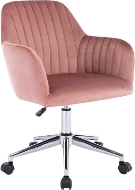 Vente-unique Bureaustoel - Fluweel - Roze - In hoogte verstelbaar - ELEANA L 59 cm x H 89 cm x D 61,5 cm