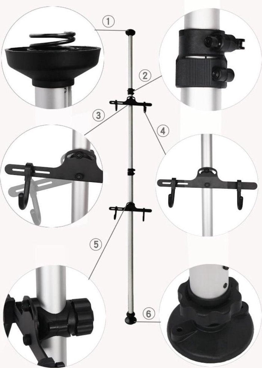 PRO Ceiling Bike Storage System for 2 Bikes - Vertical Bike Rack for 2 Bikes - Bike Holder with Telescopic Storage Bar