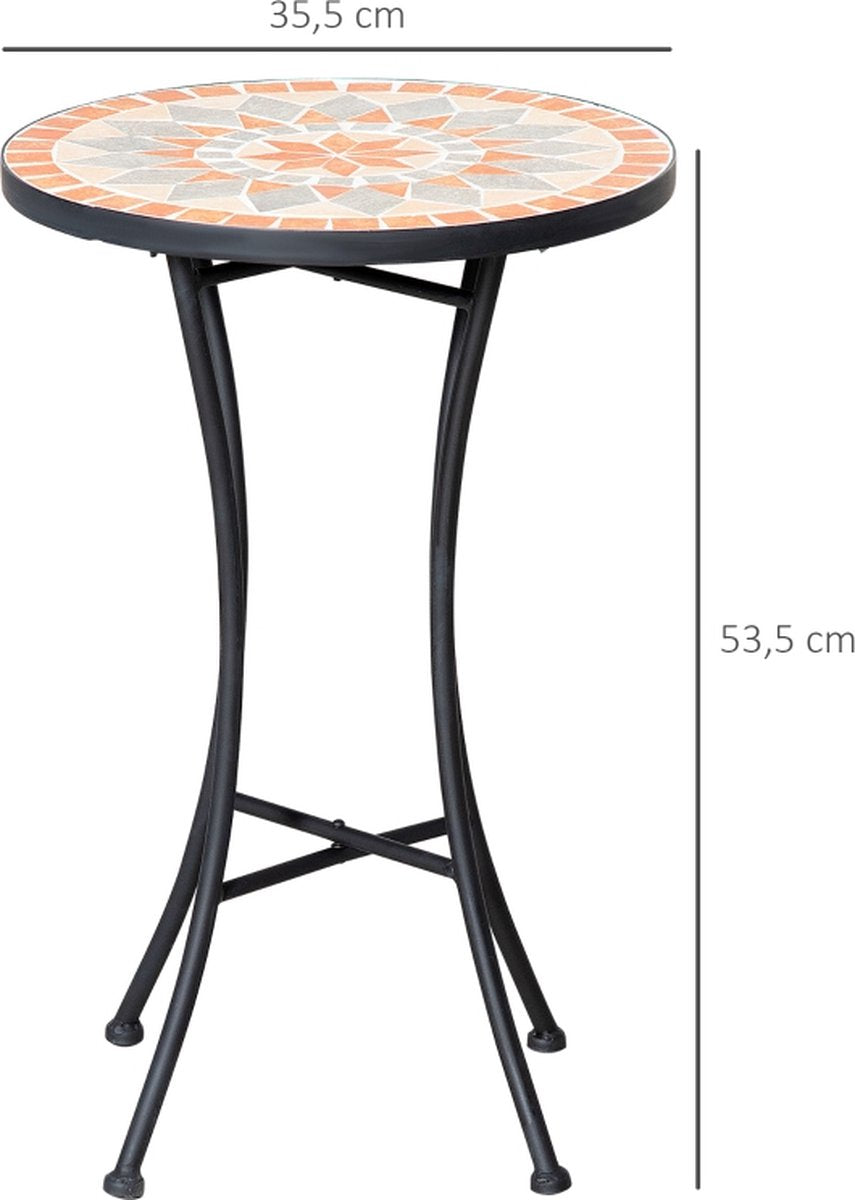 Tuintafel - Bijzettafel - Tuin - Plantentafel - Tafel - Ø35,5 cm