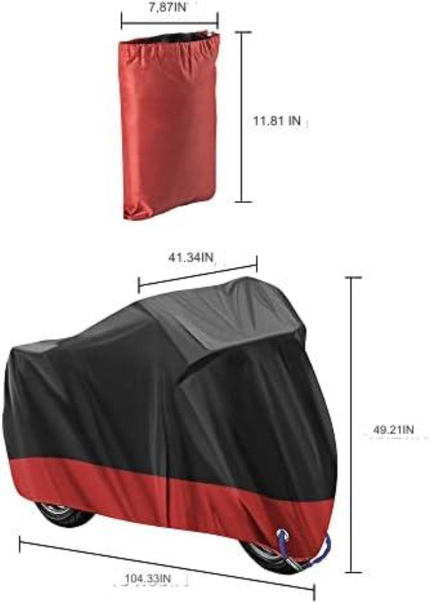 Motorcycle Cover Waterproof Outdoor - Motorcycle Cover for Outdoor Use - Motorcycle Covers - Outdoor Motorcycle Cover - 265 x 105 x 125 cm/ Red