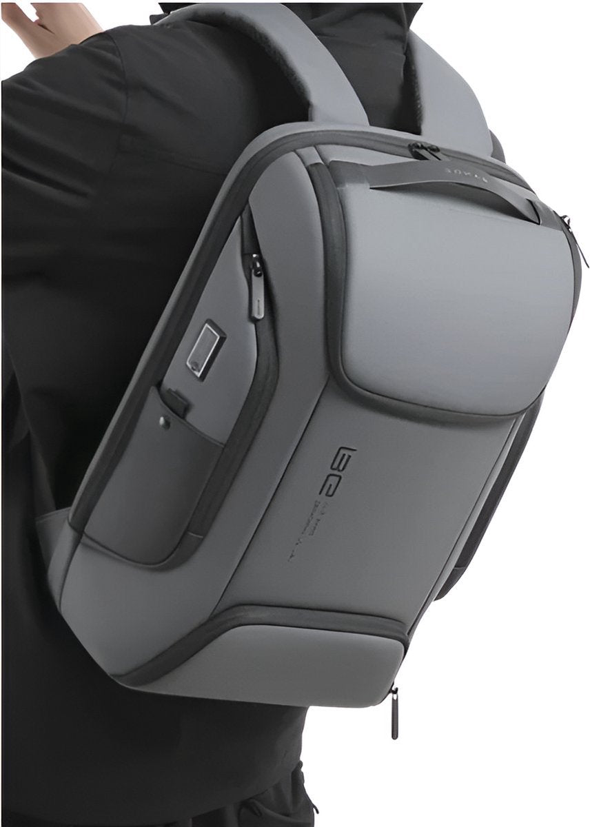 E-Shop4u - USB Laptoprugzak - Incl. JuiceBoxx® Powerbank - Anti-diefstal TSA-slot - Waterdicht - Grote Capaciteit - Grijs - USB Oplaadfunctie